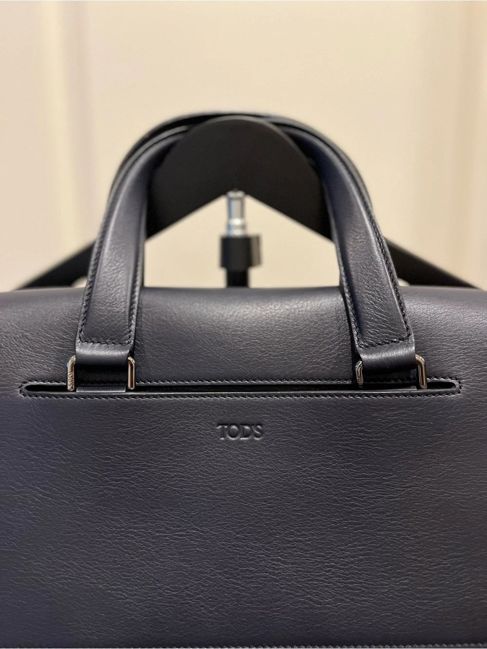 TOD'S Dark Navy Blue Leather Gommino Envelope Briefcase Messenger Bag NWOT